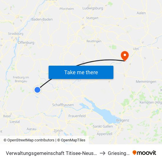 Verwaltungsgemeinschaft Titisee-Neustadt to Griesingen map
