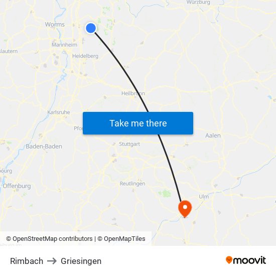 Rimbach to Griesingen map