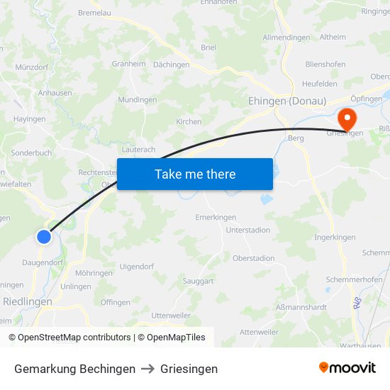 Gemarkung Bechingen to Griesingen map