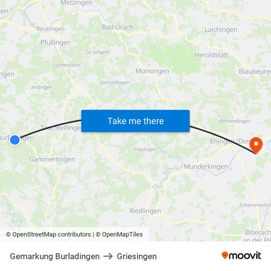 Gemarkung Burladingen to Griesingen map
