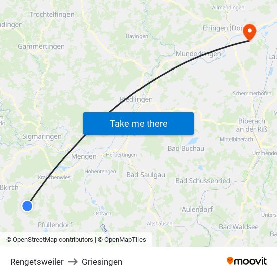 Rengetsweiler to Griesingen map