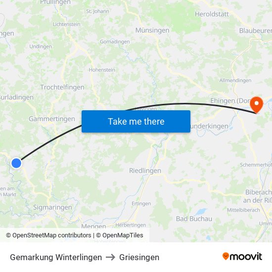 Gemarkung Winterlingen to Griesingen map