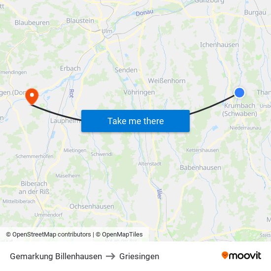 Gemarkung Billenhausen to Griesingen map