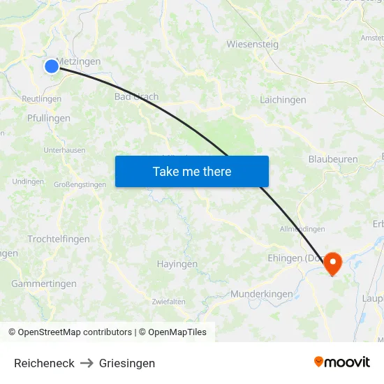 Reicheneck to Griesingen map