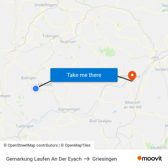 Gemarkung Laufen An Der Eyach to Griesingen map