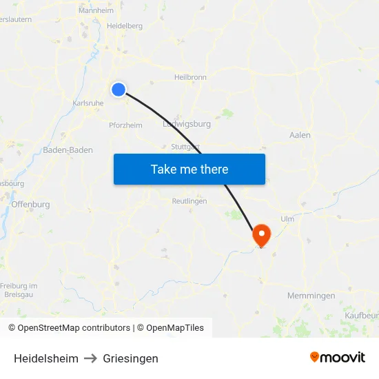 Heidelsheim to Griesingen map