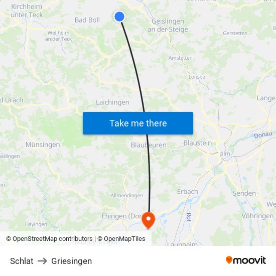 Schlat to Griesingen map
