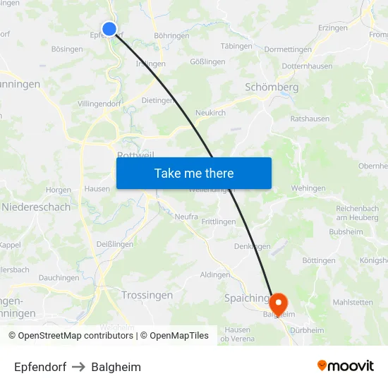 Epfendorf to Balgheim map