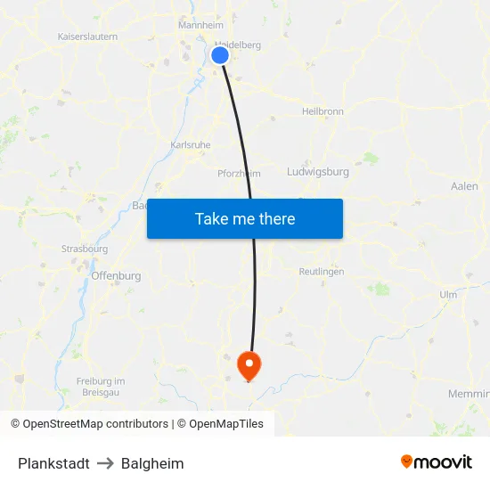 Plankstadt to Balgheim map