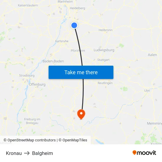 Kronau to Balgheim map