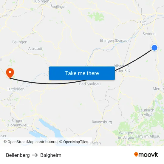 Bellenberg to Balgheim map