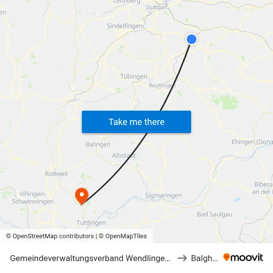 Gemeindeverwaltungsverband Wendlingen am Neckar to Balgheim map