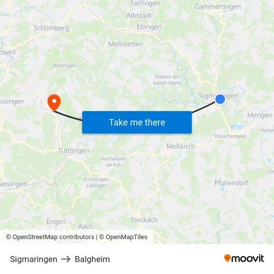 Sigmaringen to Balgheim map