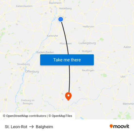 St. Leon-Rot to Balgheim map