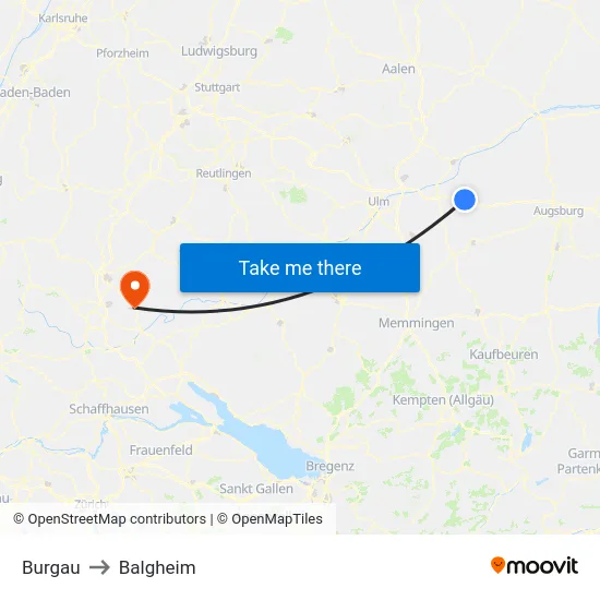 Burgau to Balgheim map