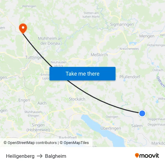 Heiligenberg to Balgheim map