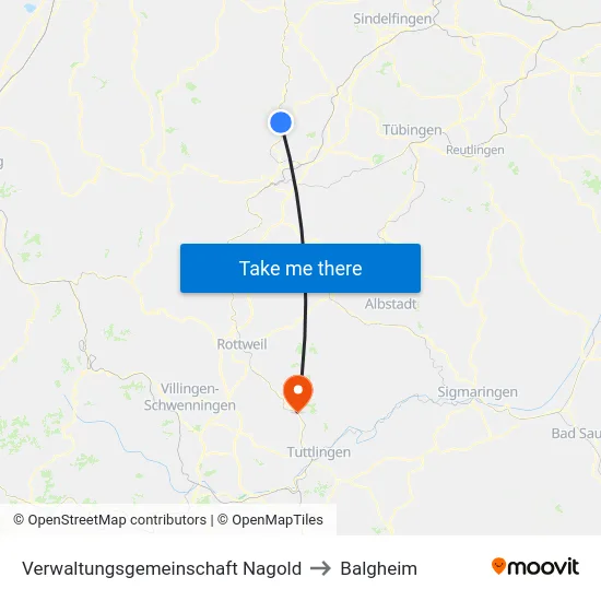 Verwaltungsgemeinschaft Nagold to Balgheim map