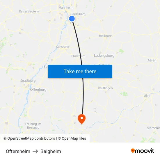Oftersheim to Balgheim map