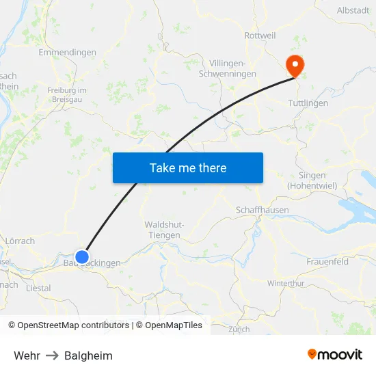 Wehr to Balgheim map