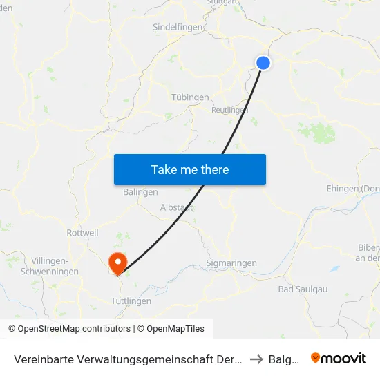 Vereinbarte Verwaltungsgemeinschaft Der Stadt Nürtingen to Balgheim map
