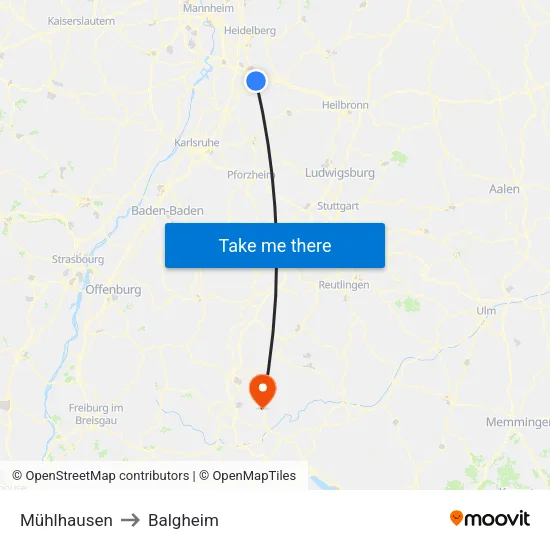 Mühlhausen to Balgheim map