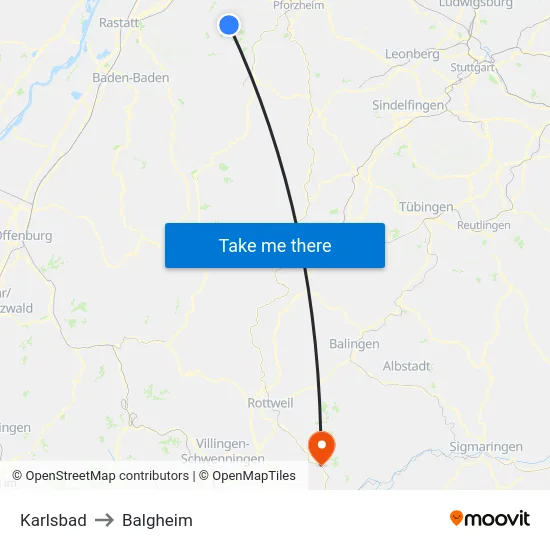 Karlsbad to Balgheim map