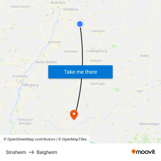 Sinsheim to Balgheim map
