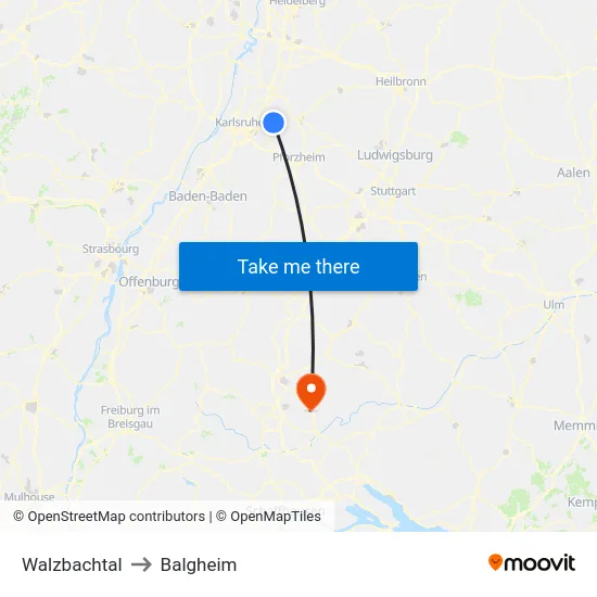 Walzbachtal to Balgheim map