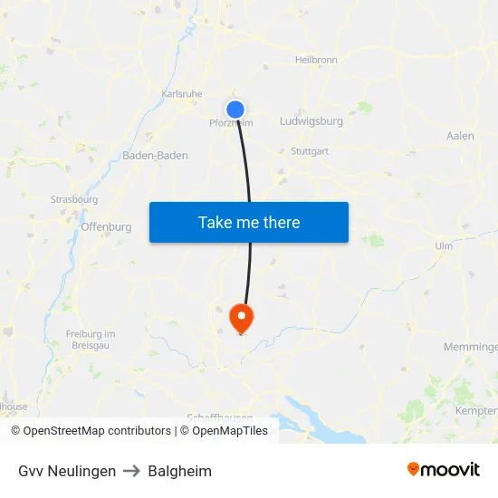 Gvv Neulingen to Balgheim map