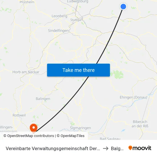Vereinbarte Verwaltungsgemeinschaft Der Stadt Welzheim to Balgheim map