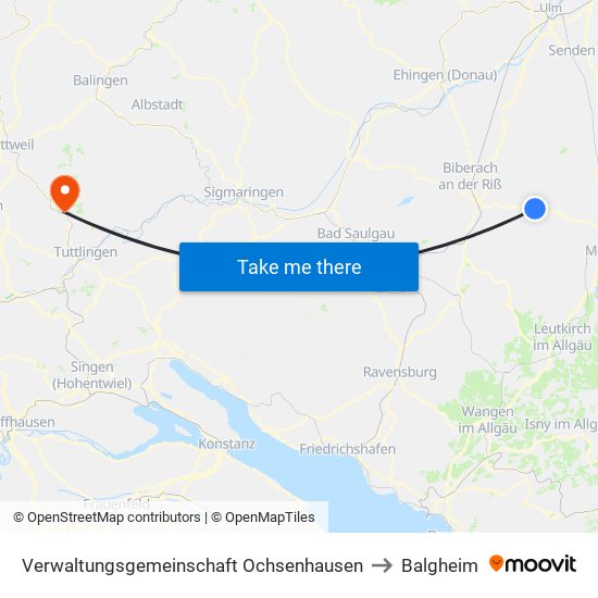 Verwaltungsgemeinschaft Ochsenhausen to Balgheim map