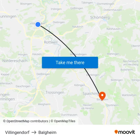 Villingendorf to Balgheim map