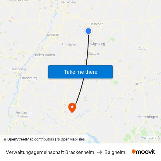 Verwaltungsgemeinschaft Brackenheim to Balgheim map