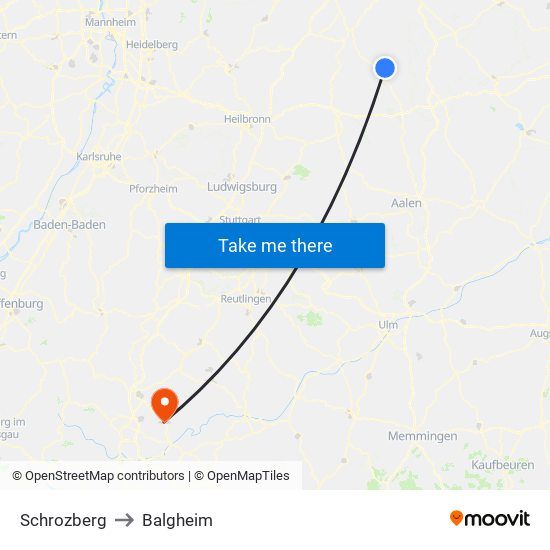 Schrozberg to Balgheim map