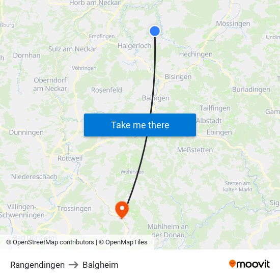 Rangendingen to Balgheim map