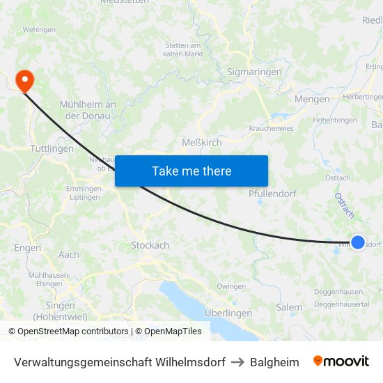 Verwaltungsgemeinschaft Wilhelmsdorf to Balgheim map