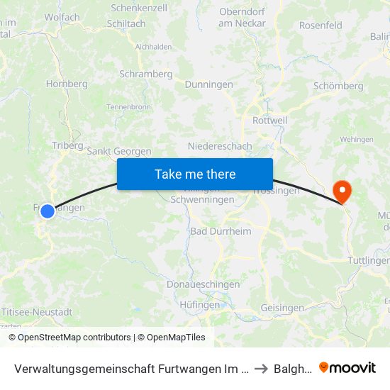 Verwaltungsgemeinschaft Furtwangen Im Schwarzwald to Balgheim map