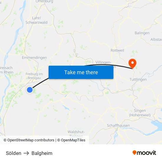Sölden to Balgheim map