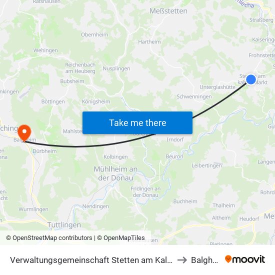 Verwaltungsgemeinschaft Stetten am Kalten Markt to Balgheim map