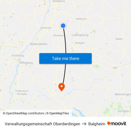 Verwaltungsgemeinschaft Oberderdingen to Balgheim map