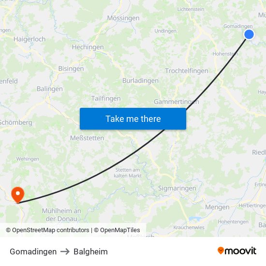 Gomadingen to Balgheim map