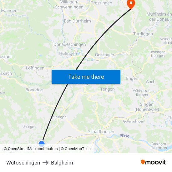 Wutöschingen to Balgheim map