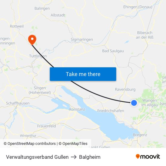 Verwaltungsverband Gullen to Balgheim map