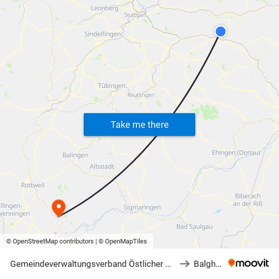 Gemeindeverwaltungsverband Östlicher Schurwald to Balgheim map