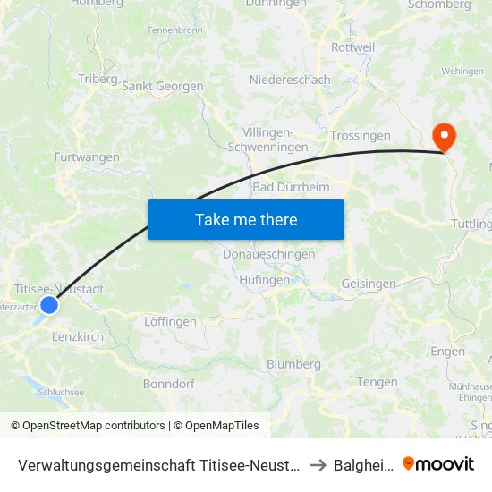 Verwaltungsgemeinschaft Titisee-Neustadt to Balgheim map