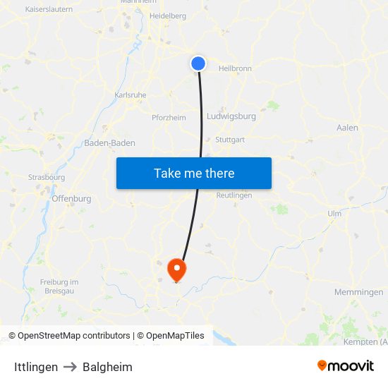 Ittlingen to Balgheim map