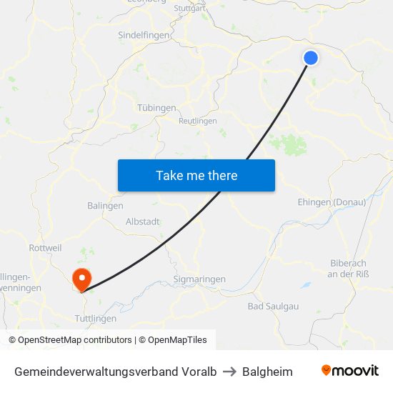 Gemeindeverwaltungsverband Voralb to Balgheim map