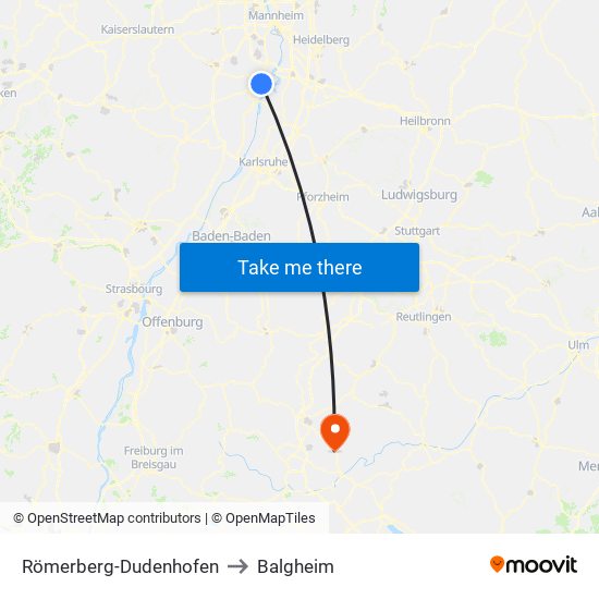 Römerberg-Dudenhofen to Balgheim map