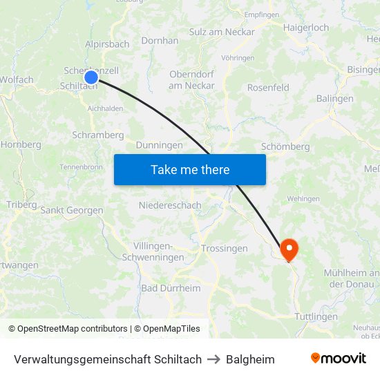 Verwaltungsgemeinschaft Schiltach to Balgheim map