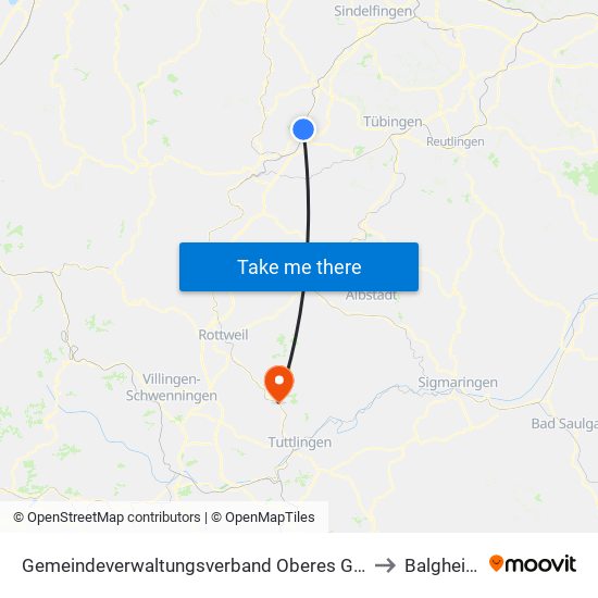 Gemeindeverwaltungsverband Oberes Gäu to Balgheim map